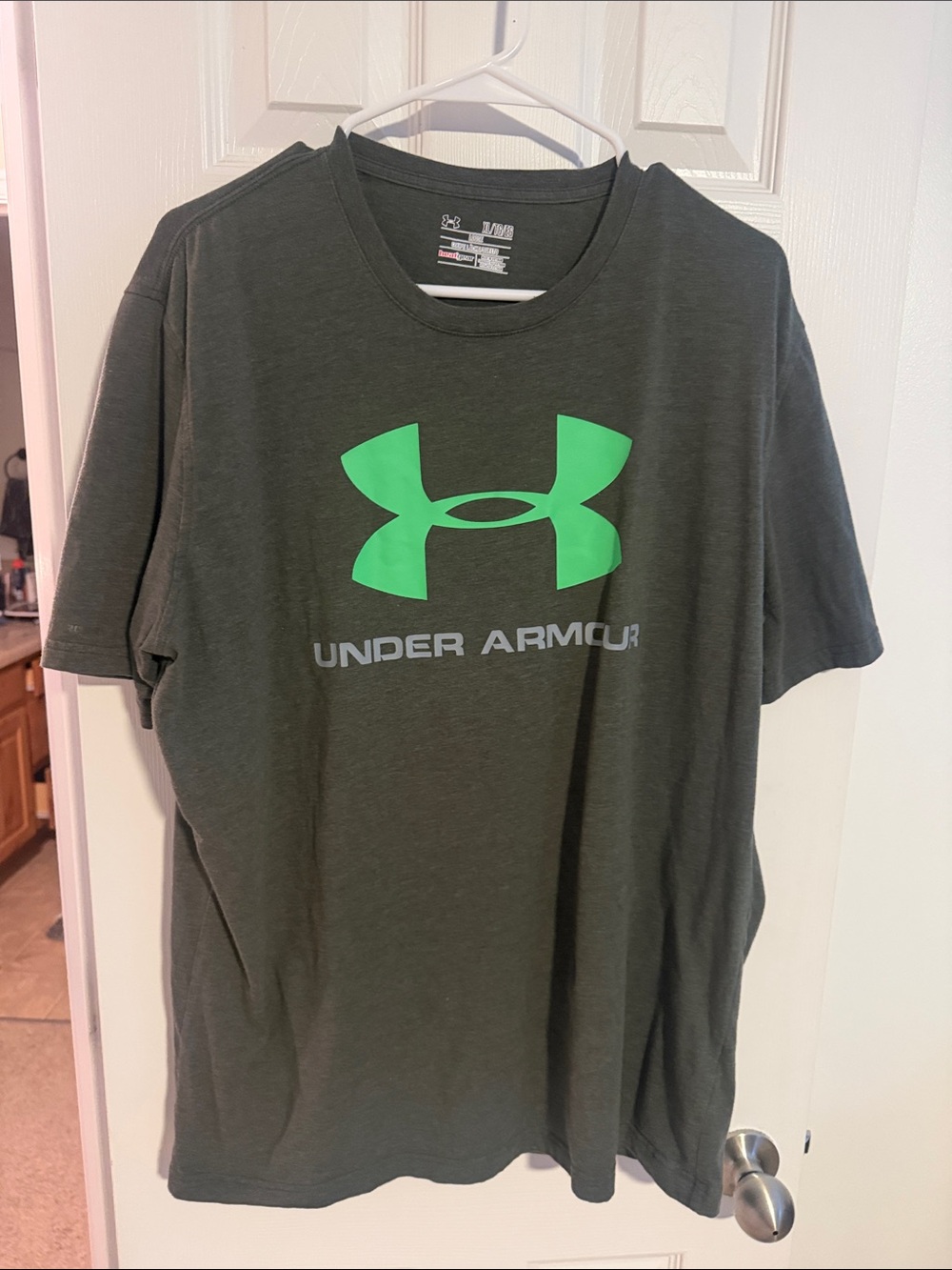 Under Armour Men’s Olive Green Tee with Neon Green Logo